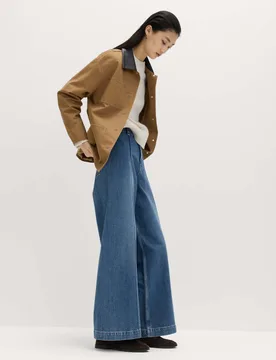 Pintuck Wide Leg Ankle Grazer Jeans Medium Indigo female - M&S - FashionsVida