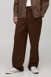 Herren Gerade geschnittene Melton-Hose mit halbfestem Bund Chocolate Größe XS