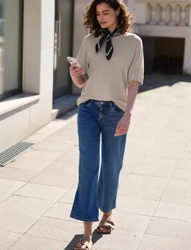 Street One T-Shirt mit Rundhals und Raffung female Beige - Street One Studio - FashionsVida