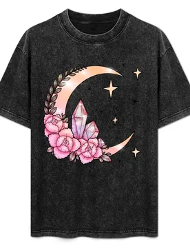 Moon +Crystals T-Shirt Festival Short Sleeve T-Shirt - Aliexpress - FashionsVida