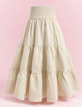 Falda de verano con cintura elástica, estilo de vacaciones, elegante y texturizada para niñas, ropa de otoño, vuelta al colegio, ropa escolar