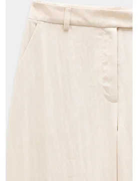 Pantalón recto de mujer con trabillas en liso - Parfois - FashionsVida