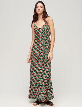 Superdry Damen Maxi-trägerkleid für den Strand Orange - Größe: 36