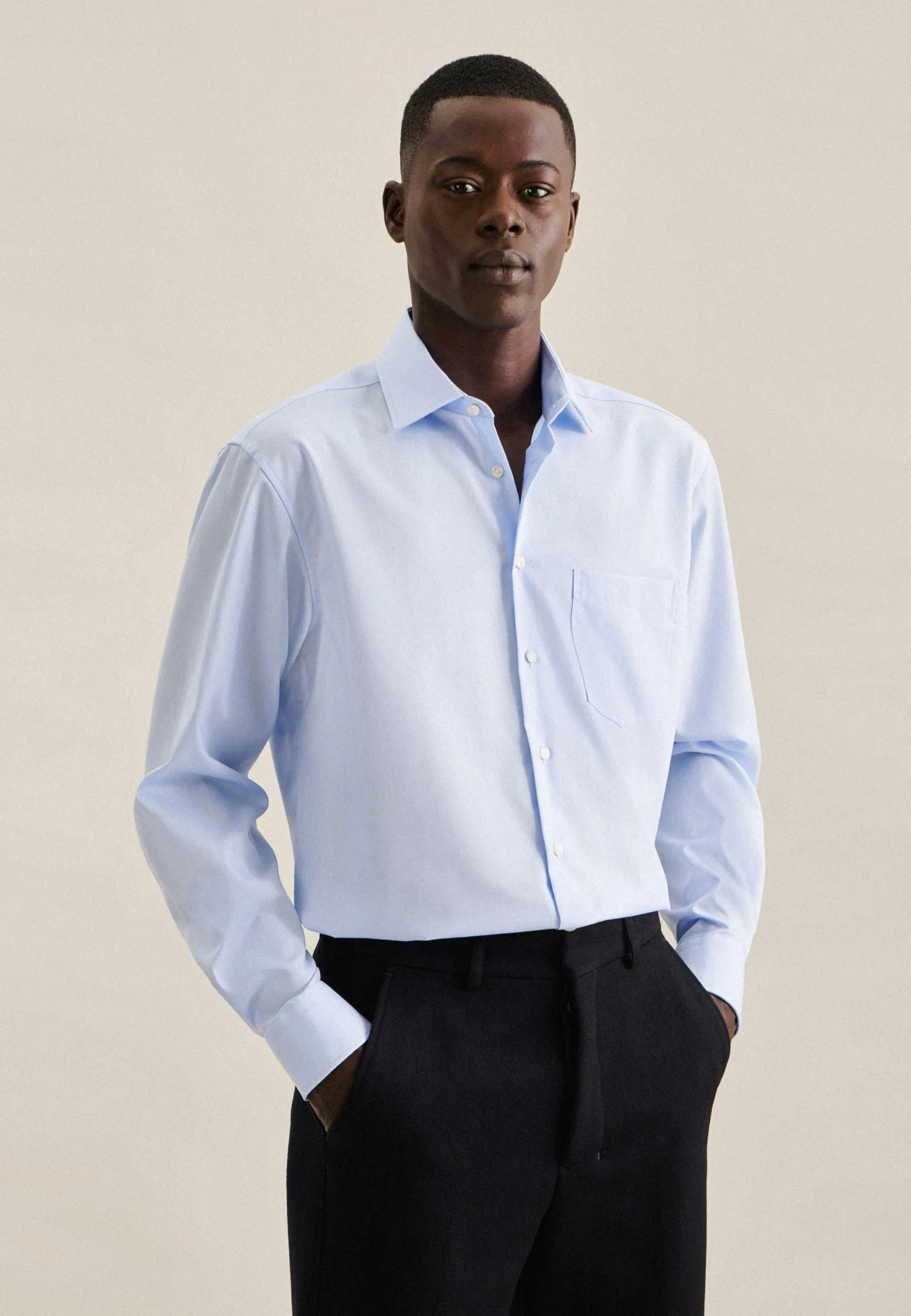 Comfort Business Hemd Uni Blau 49 - Seidensticker.com - FashionsVida