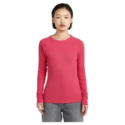 Maglietta A Maniche Lunghe Slim Rib Keyhole Pink Peacock XL