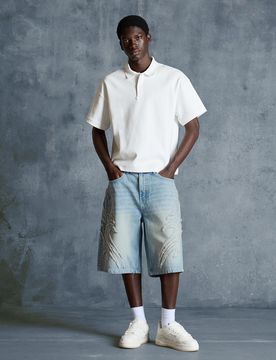 Bermuda Baggy Fit À Patch 38 Bleu Clair