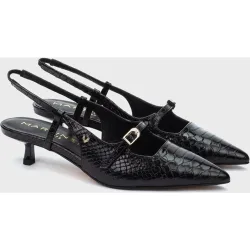 Zapatos de tacón de mujer de piel con hebilla en color