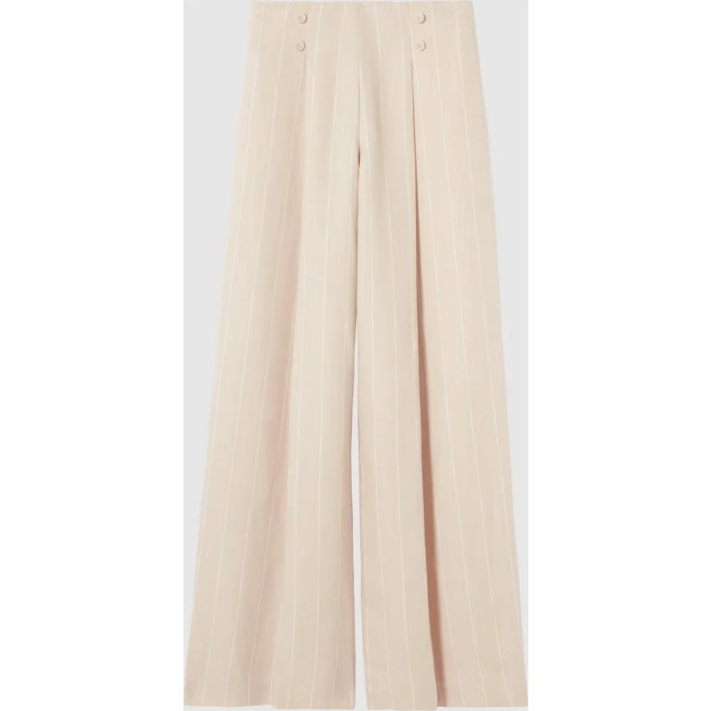 Pantalón de mujer sastre ancho talle normal con lino - CLAUDIE PIERLOT - FashionsVida