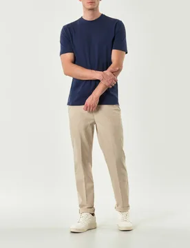 Pantalone chino beige in misto lino e cotone stretch - Paul Baker - FashionsVida