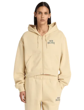 Fleece Women Track Tops - Brown - Size XL - Cotton Jersey - Brown - Size: Extra Large - New Balance - FashionsVida