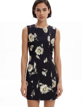 Mini robe fleurs, Noir, XS