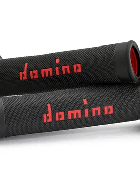 Coppia Manopole Racing Stradali Diametro 20-26 Nero-Rosso - Domino - FashionsVida