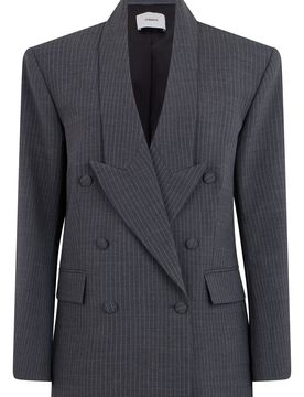 Double-Breasted Pinstripe Blazer