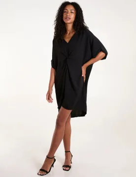 Twist Front Midi Dress - ONE / BLACK - female - Blue Vanilla - FashionsVida