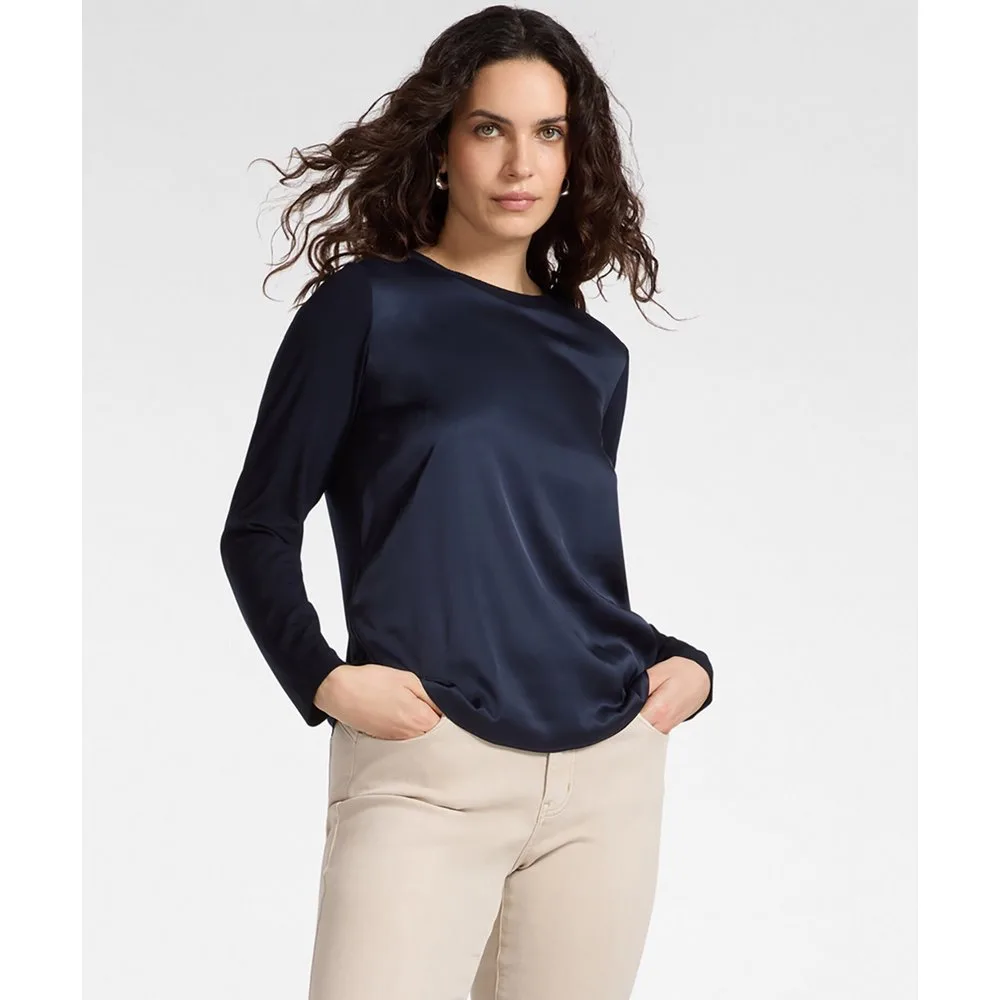 Camiseta de mujer con cuello redondo rematado con un borde elástico - Elena Miró - FashionsVida