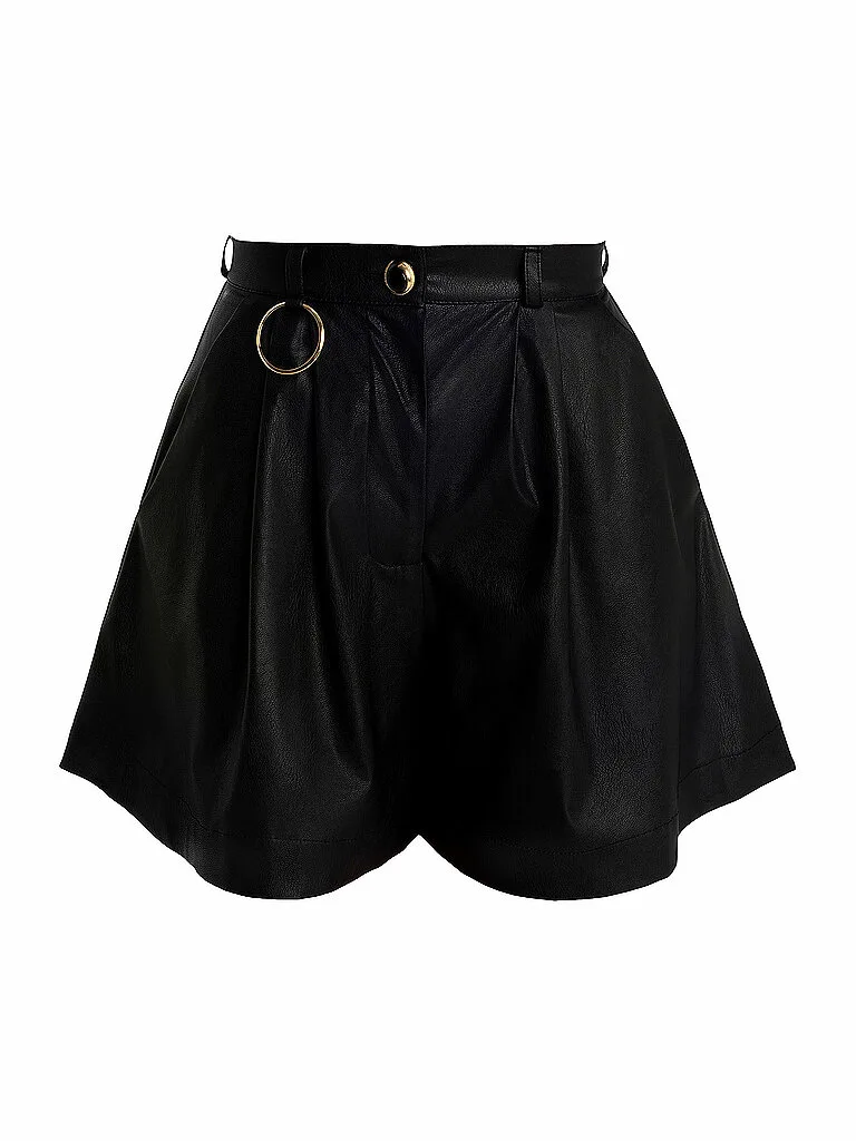 Shorts de efecto cuero negro 38 - Silvia Schneider - FashionsVida