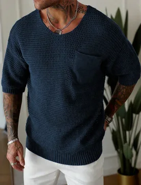 Suéter de punto casual de unicolor para hombre - Shein - FashionsVida