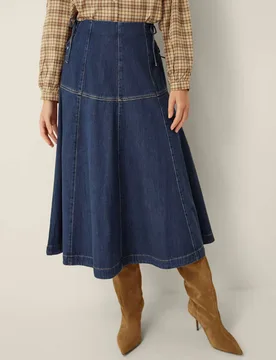 Denim Midi A-Line Skirt Blue female - Monsoon - FashionsVida