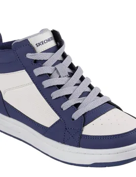 Boys Up Fleece Lined High Top W Zip Top Trainers Unisex Kids In Navy/tan - Blue - Size Uk 4 - Skechers - FashionsVida