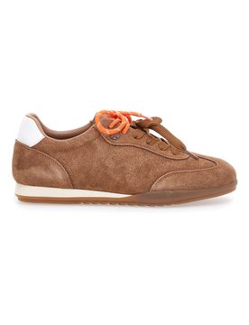 Sneakers marroni in vera pelle con doppi lacci BT251278010 36