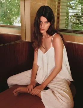 Voile Embroidered Cropped Cami Pyjama Set White female - M&S - FashionsVida