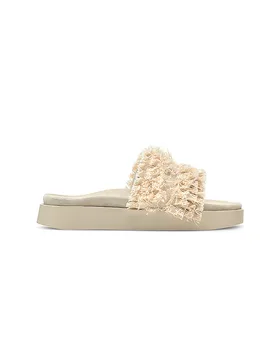 Pantuflas FRAYED BAND crema 36 - Inuikii - FashionsVida