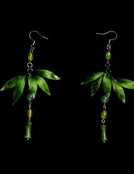 Original Handmade Earrings Green Silk Velvet Flower Leaf Earrings Vintage Clothing Earrings Custom Hook Earrings High-end Gift - Aliexpress - FashionsVida