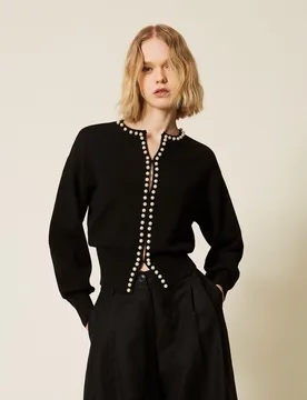 Cardigan avec perles brodées - TWINSET - FashionsVida