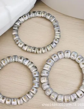 Tibetan-style yak bone distressed inlaid swastika barrel bracelet, single-strand Buddhist beads - Aliexpress - FashionsVida