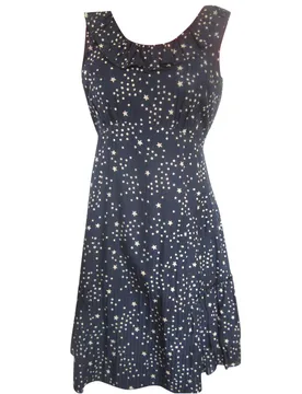 Blue White Star Print Ruffle Detail Dress - Marc by Marc Jacobs - FashionsVida