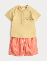Follow The Sun Rash Vest & Swim Shorts (0-5 Yrs) Yellow male