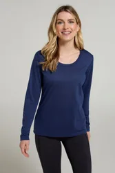 Agra Womens Long-Sleeve Slub Top - Navy - Navy - Size: 20