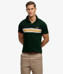 Superdry Herren Leichtes Jersey-polohemd mit Streifen Green - Größe: S