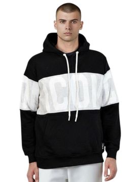 Felpa nera cappuccio logo stripe ICUF2W6F010