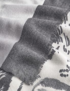 Schal mit gezeichnetem Hundeprint Grau