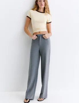 Smart Straight-Leg Trousers (Size: ) - Pull&bear - FashionsVida