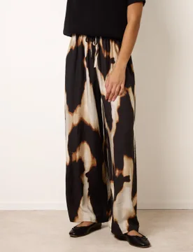 Zebra Print Wide Leg Trousers - M/L / BROWN - female - Blue Vanilla - FashionsVida