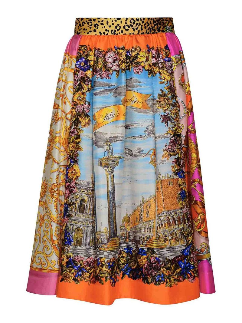 Moschino Gonna in seta multicolor