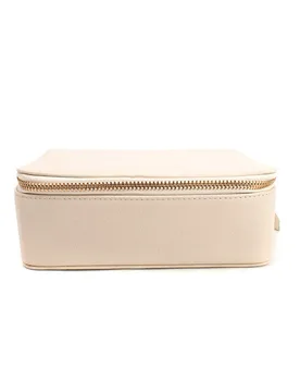 Cream Leather Travel Jewellery and Cosmetics Case - Breitling - FashionsVida