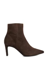 Wide Fit Suede Stiletto Heel Ankle Boots Brown female