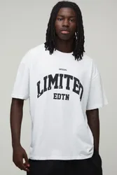 Mens Oversized Limited Edition Printed T-Shirt - White Cotton - Size Medium