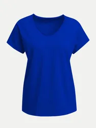 T-Shirt mit V-Ausschnitt Blau M