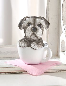 Dekogeschenk "Hund in Teetasse"