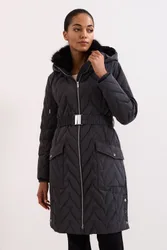 Women's Hollie Midi Puffer Jacket in Dark Grey Size: 14 - Dark Grey - Size: 14