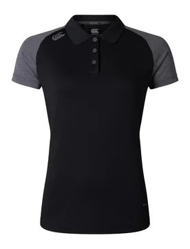 Womens/ladies Elite Polo Shirt (Black/magnet Grey) - Size 12 Uk - Canterbury - FashionsVida