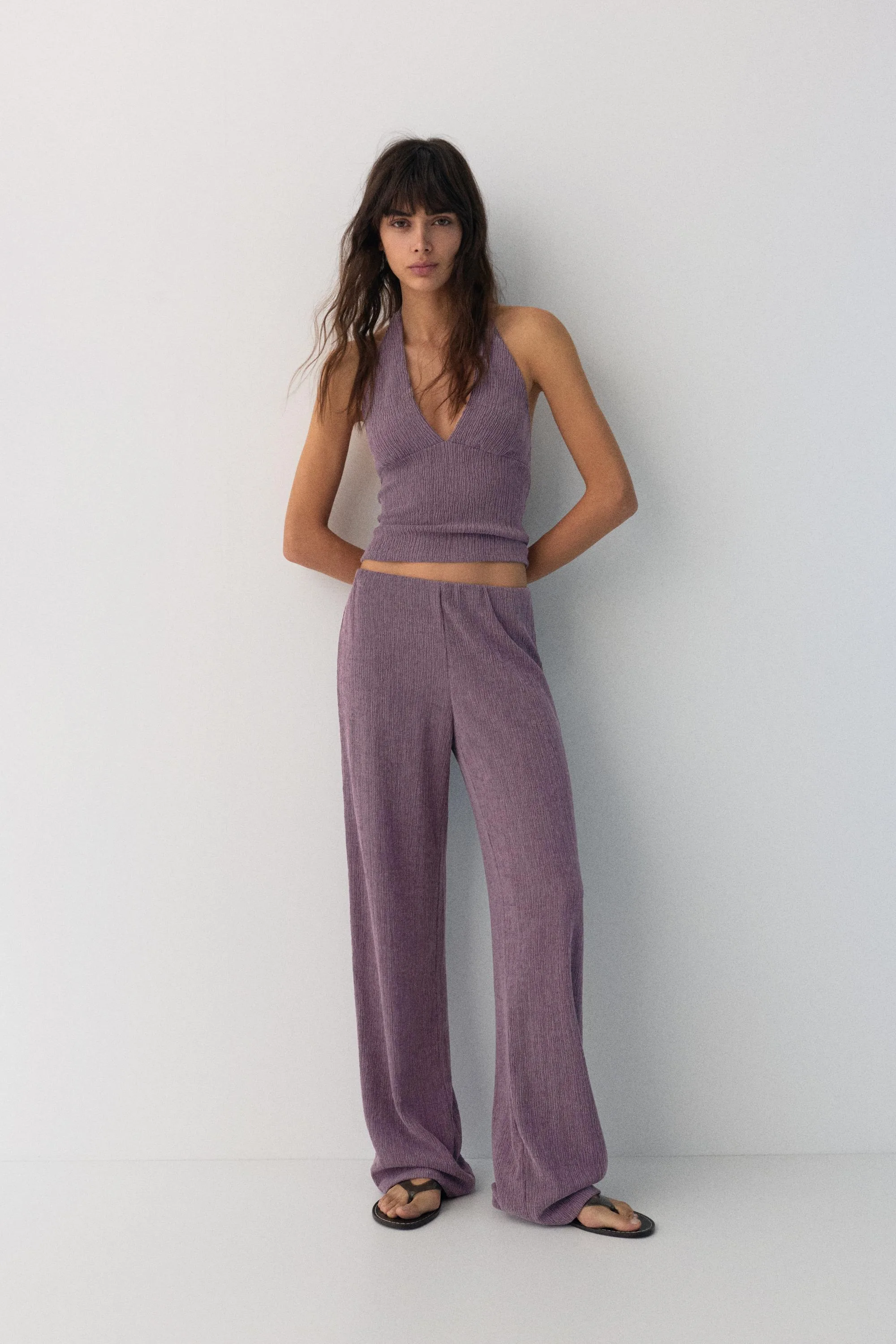 Crepe Straight Trousers (Size: ) - Pull&bear - FashionsVida