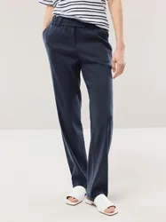 Softleinenmix-Hose Marlene, Regular Fit#normale Größen#Kurzgrößen, Farbe Blau, 44, weich und elastisch bequeme Schlupfform Damen