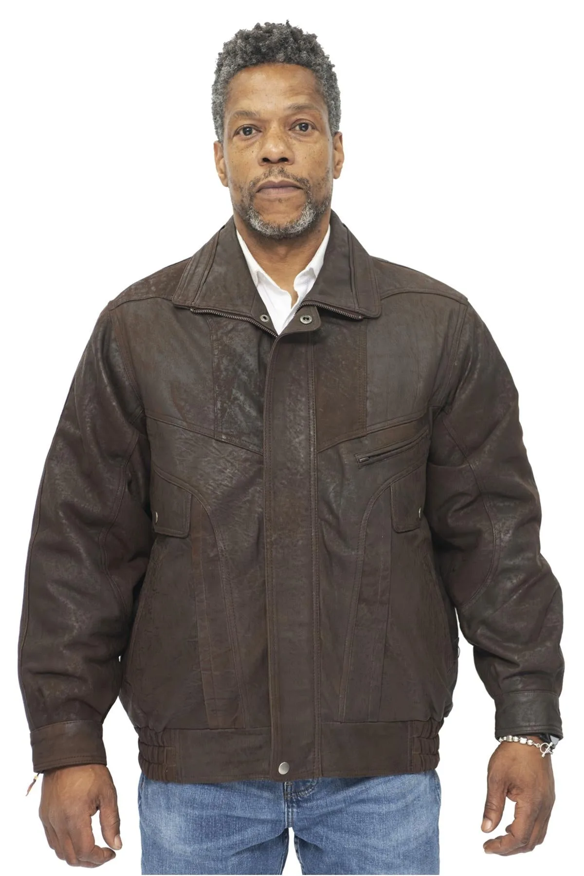 Mens Classic Harrington Bomber Jacket-Minsk - Brown - Size X-Small - Infinity Leather - FashionsVida