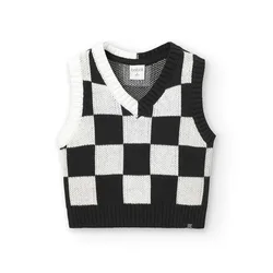 Boboli Gilet Knitwear Check Black 16 Anni
