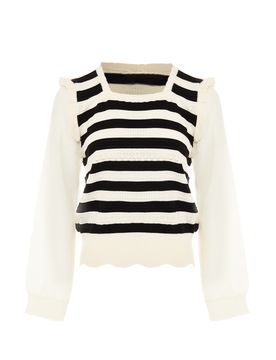 NAEMI Jersey negro / blanco lana